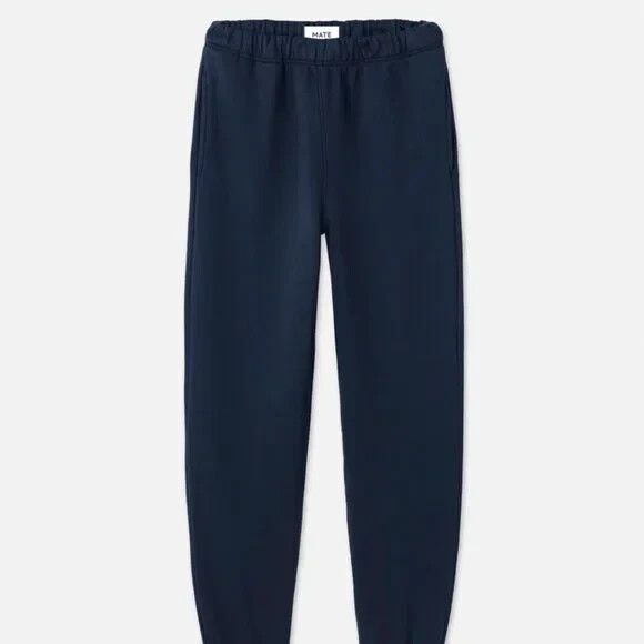 Mate The Label Organic Fleece Relaxed Pocket Sweatpants Mid Blue Joggers $128 - Picture 2 of 6